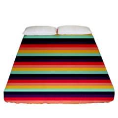 Contrast Rainbow Stripes Fitted Sheet (king Size) by tmsartbazaar