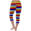 Red And Blue Contrast Yellow Stripes Lightweight Velour Capri Yoga Leggings View4