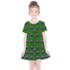 Power To The Big Flowers Festive Kids  Simple Cotton Dress by pepitasart