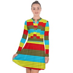 Multicolor With Black Lines Long Sleeve Panel Dress by tmsartbazaar