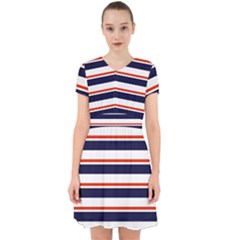 Red With Blue Stripes Adorable In Chiffon Dress by tmsartbazaar