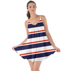 Red With Blue Stripes Love The Sun Cover Up by tmsartbazaar