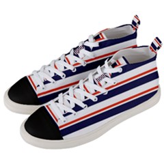 Red With Blue Stripes Men s Mid-top Canvas Sneakers by tmsartbazaar