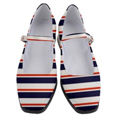 Red With Blue Stripes Women s Mary Jane Shoes by tmsartbazaar