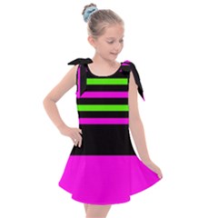 Disco Stripes Kids  Tie Up Tunic Dress by tmsartbazaar