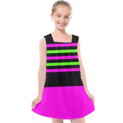 Disco Stripes Kids  Cross Back Dress by tmsartbazaar