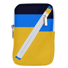 Bright Yellow With Blue Belt Pouch Bag (small) by tmsartbazaar