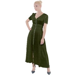 Army Green Color Polka Dots Button Up Short Sleeve Maxi Dress by SpinnyChairDesigns