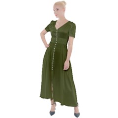 Army Green Color Ombre Button Up Short Sleeve Maxi Dress by SpinnyChairDesigns