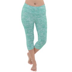 Biscay Green Texture  Lightweight Velour Capri Yoga Leggings by SpinnyChairDesigns