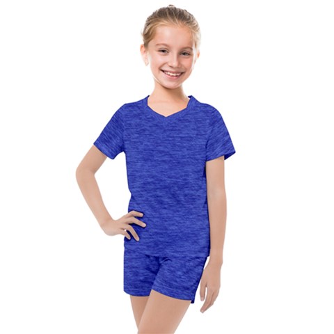 Cobalt Blue Color Texture Kids  Mesh Tee And Shorts Set by SpinnyChairDesigns