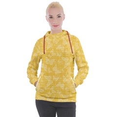 Saffron Yellow Butterflies Batik Women s Hooded Pullover by SpinnyChairDesigns