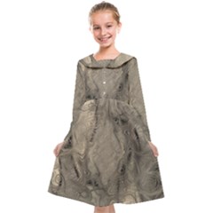 Abstract Tan Beige Texture Kids  Midi Sailor Dress by SpinnyChairDesigns