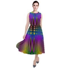 Abstract Psychedelic Pattern Round Neck Boho Dress by SpinnyChairDesigns