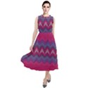 Magenta Blue Stripes Round Neck Boho Dress View1