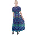 Boho Purple Blue Teal Floral Button Up Short Sleeve Maxi Dress View2