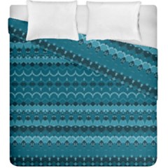 Boho Teal Pattern Duvet Cover Double Side (king Size) by SpinnyChairDesigns