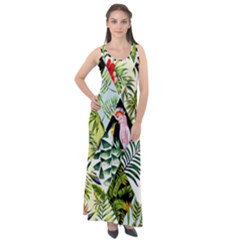 Flamingo Ropical Sleeveless Velour Maxi Dress by designsbymallika