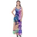 Purple Tropical Pattern Sleeveless Velour Maxi Dress View1