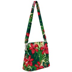 Floral Pink Flowers Zipper Messenger Bag by Mariart