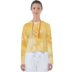 Saffron Yellow Floral Print Women s Slouchy Sweat by SpinnyChairDesigns