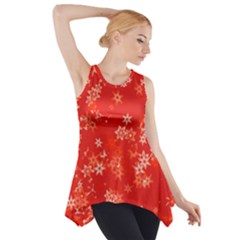 Red And White Flowers Side Drop Tank Tunic by SpinnyChairDesigns