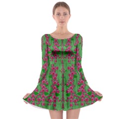 Lianas Of Sakura Branches In Contemplative Freedom Long Sleeve Skater Dress by pepitasart