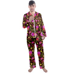 Background Rose Wallpaper Men s Long Sleeve Satin Pyjamas Set by HermanTelo