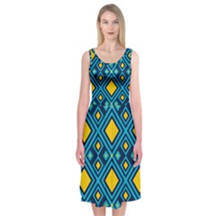 Geometric Abstract Diamond Midi Sleeveless Dress by tmsartbazaar