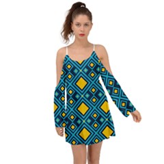 Geometric Abstract Diamond Kimono Sleeves Boho Dress by tmsartbazaar