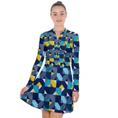 Geometric Hypnotic Shapes Long Sleeve Panel Dress by tmsartbazaar