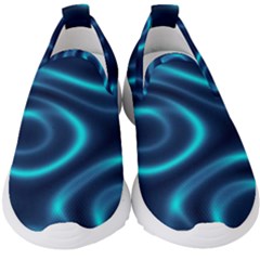 Blue Wavy Kids  Slip On Sneakers by Sabelacarlos