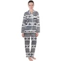 Black And White Aztec Satin Long Sleeve Pyjamas Set View1