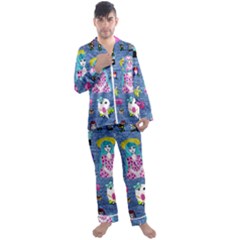 Blue Denim And Drawings Men s Long Sleeve Satin Pyjamas Set by snowwhitegirl