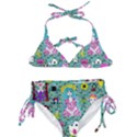 Blue Denim And Drawings Daisies Aqua Kids  Classic Bikini Set View1