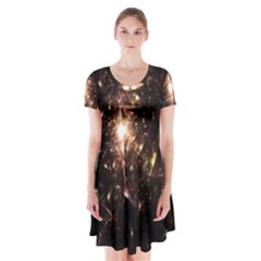 Glowing Sparks Short Sleeve V-neck Flare Dress by Sparkle