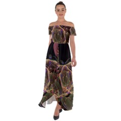 Fractal Geometry Off Shoulder Open Front Chiffon Dress by Sparkle