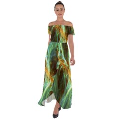 Abstract Illusion Off Shoulder Open Front Chiffon Dress by Sparkle