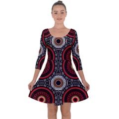 Tribal Aztec Mandala Art Quarter Sleeve Skater Dress by tmsartbazaar