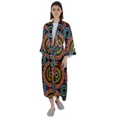 Aztec Multicolor Mandala Maxi Satin Kimono by tmsartbazaar