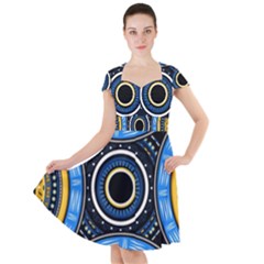 Tribal Zentangle Art Cap Sleeve Midi Dress by tmsartbazaar