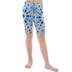 Arabic Geometric Design Pattern  Kids  Mid Length Swim Shorts by LoolyElzayat