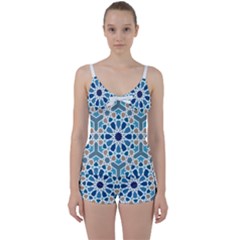 Arabic Geometric Design Pattern  Tie Front Two Piece Tankini by LoolyElzayat