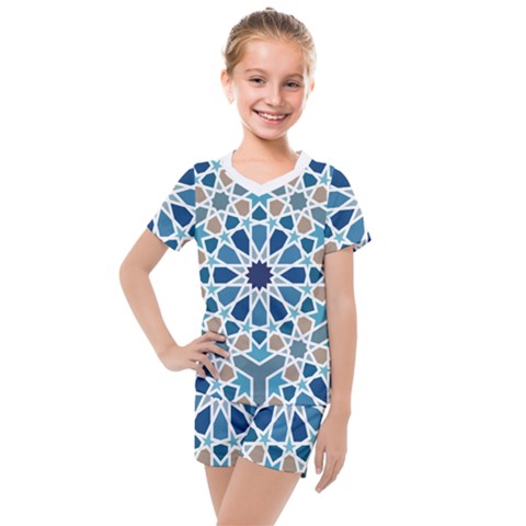 Arabic Geometric Design Pattern  Kids  Mesh Tee And Shorts Set by LoolyElzayat