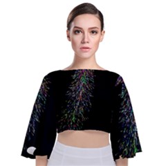 Galaxy Space Tie Back Butterfly Sleeve Chiffon Top by Sabelacarlos
