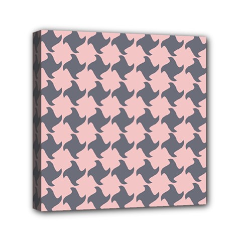 Retro Pink And Grey Pattern Mini Canvas 6  X 6  (stretched) by MooMoosMumma