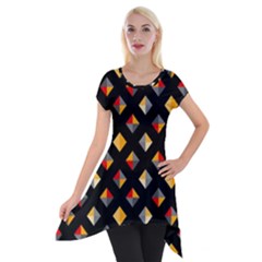 Geometric Diamond Tile Short Sleeve Side Drop Tunic by tmsartbazaar