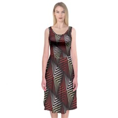 Abstract Zigzag Motif Midi Sleeveless Dress by tmsartbazaar