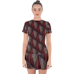 Abstract Zigzag Motif Drop Hem Mini Chiffon Dress by tmsartbazaar