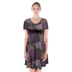 Zigzag Motif Design Short Sleeve V-neck Flare Dress by tmsartbazaar